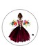 Girl Printed Fridge Magnet White/Purple/Green 5.5cm