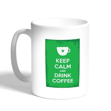 Keep Calm And Drink Tea Printed Coffee Mug, White 11 Ounce