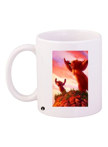 Bears Printed Coffee Mug White/Brown/Orange 11ounce