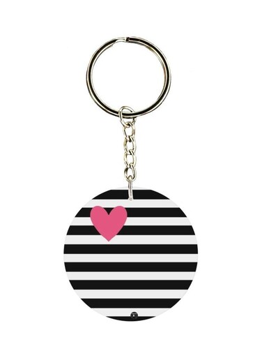 Heart Printed Double Sided Keychain