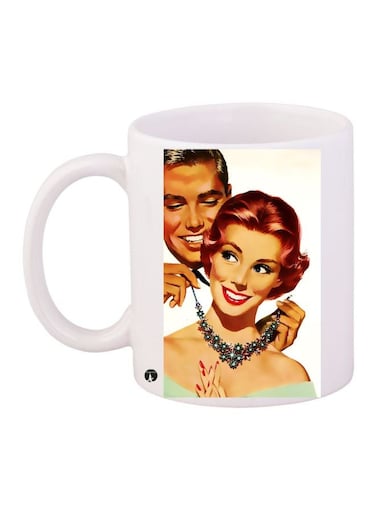 Couple Printed Coffee Mug White/Brown/Green