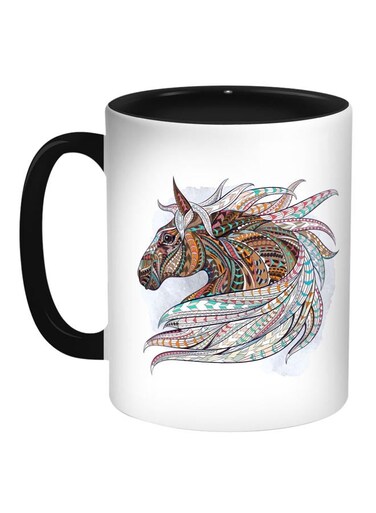 Horse Drawing Printed Coffee Mug Brown/White/Black