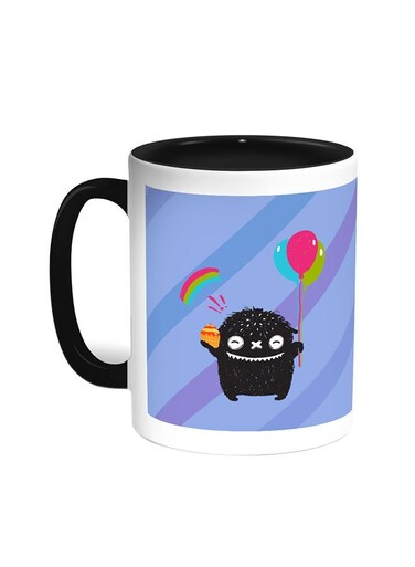 Cartoon Drawing - The Joy Of Eid Printed Coffee Mug Black/White 11ounce