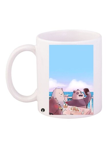 We Bare Bears Printed Coffee Mug White/Blue/Brown