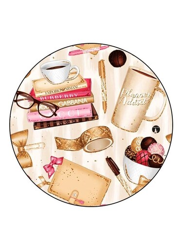 Flatlay Printed Fridge Magnet Beige/Pink/Brown 5.5cm