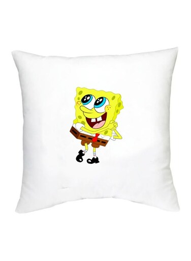 SpongeBob Character Printed Cushion White/Yellow/Brown 16x16inch