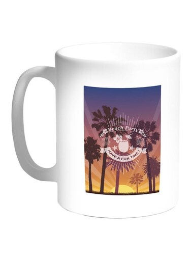 Beach Party Printed Coffee Mug Blue/White 11ounce