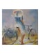 Girl On A Bike Themed Canvas Painting With Frame Blue/Beige/Grey 50x50cm