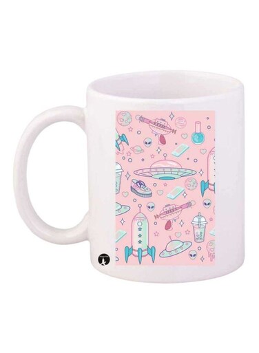 Space Printed Mug White/Pink Standard Size