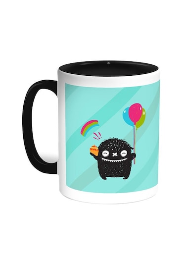 Cartoon Drawing - The Joy Of Eid Printed Coffee Mug Black/White 11ounce