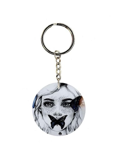 Girl Printed Double Sided Keychain