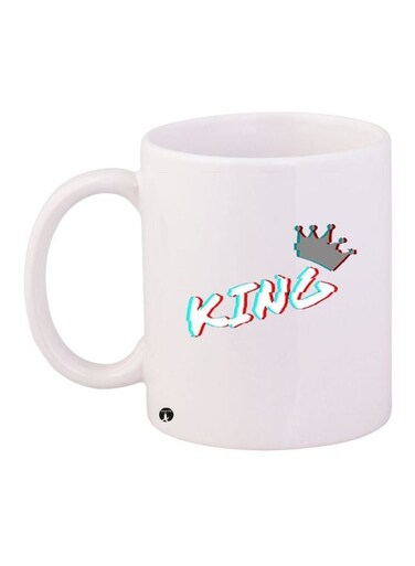 King Printed Coffee Mug White/Grey/Blue 11ounce