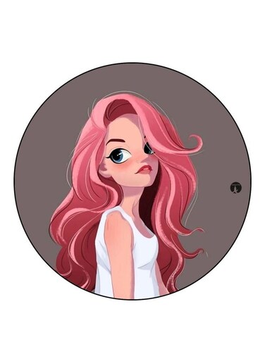 Cartoon Girl Printed Fridge Magnet Pink/White/Grey 5.5cm