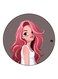Cartoon Girl Printed Fridge Magnet Pink/White/Grey 5.5cm