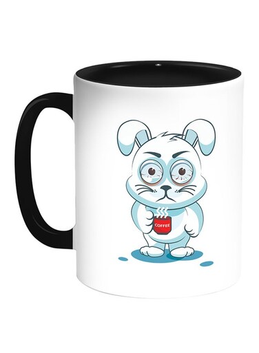 Rabbit Printed Coffee Mug White/Black 11ounce
