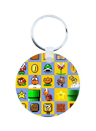 Super Mario Printed Wooden Keychain