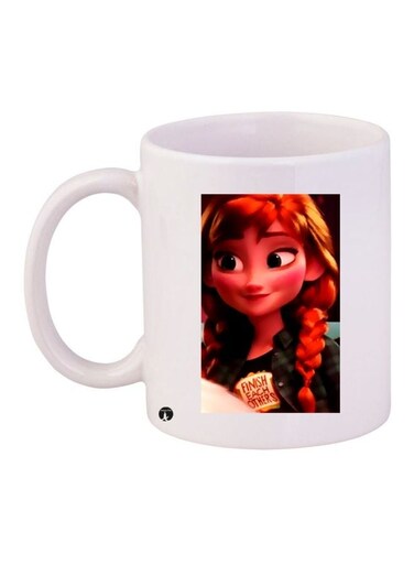 Anime Printed Ceramic Coffee Mug White/Red/Green 11ounce