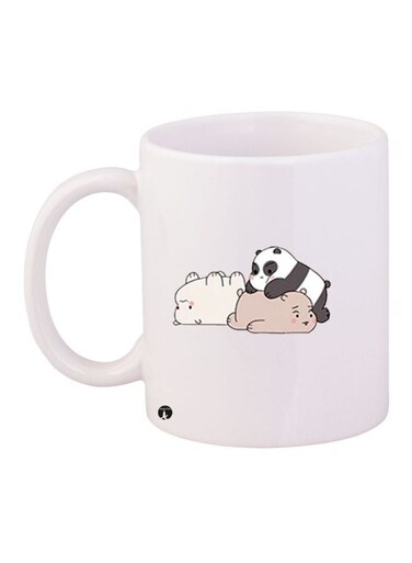 Cartoon Printed Coffee Mug White/Grey/Black 11ounce