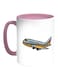 Plane Printed Coffee Mug White Pink