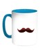 Mustache Printed Coffee Mug Blue/White/Brown 11ounce