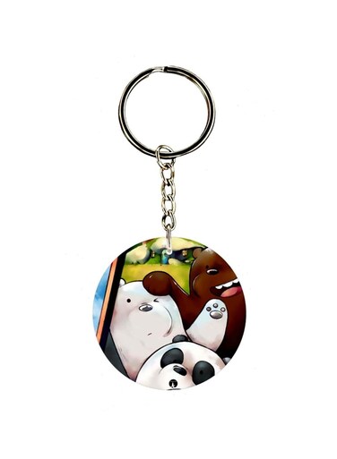 Cartoon Bear Printed Dual Sided Keychain