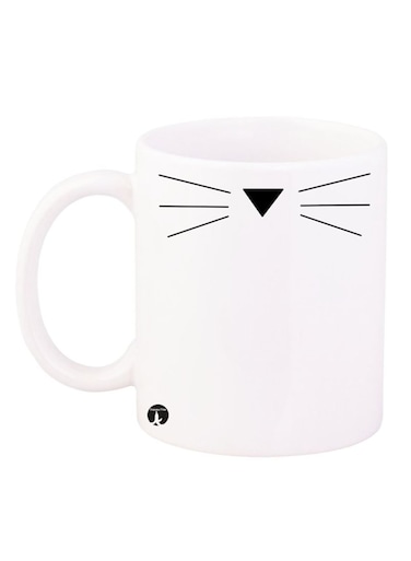 Whiskers Printed Coffee Mug White/Black 12ounce