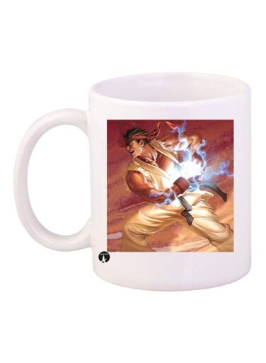 Street Fighter Printed Coffee Mug White/Brown/White Standard Size