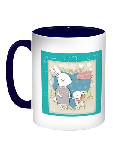 Love You Mom Printed Coffee Mug Blue/White/Grey 11ounce