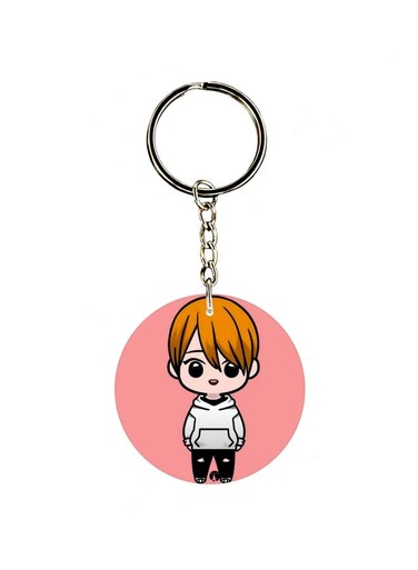 Cartoon Boy Printed Dual Sided Key Ring