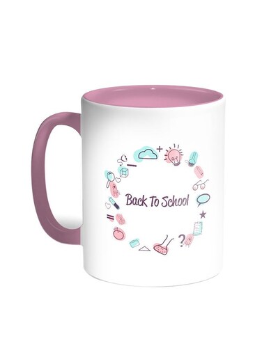 Back To School Printed Coffee Mug Pink/White 11ounce