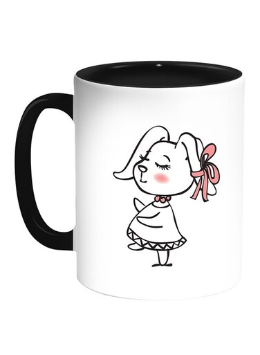 Cartoon Drawings - Rabbits Printed Coffee Mug White/Black 11ounce