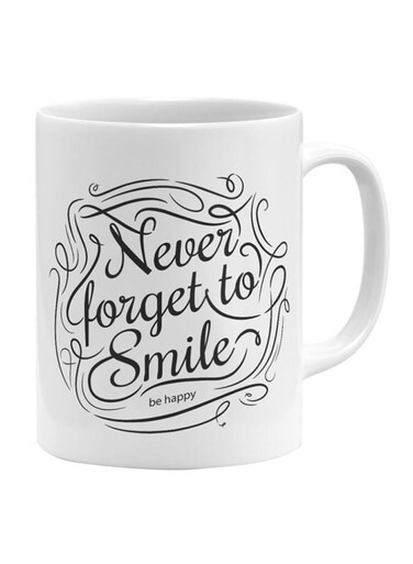 Never Forget To Smile Printed Coffee Mug White/Black