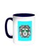 A Lion Wearing Glasses Printed Coffee Mug Blue/White 11ounce