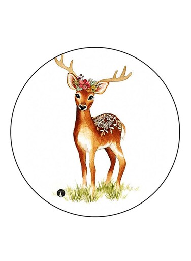 Deer Printed Fridge Magnet Round Multicolour