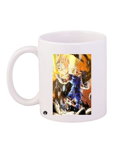Cartoon Printed Coffee Mug White/Yellow/Blue 11ounce