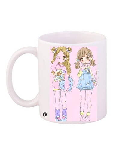 Anime Printed Coffee Mug White/Pink/Blue
