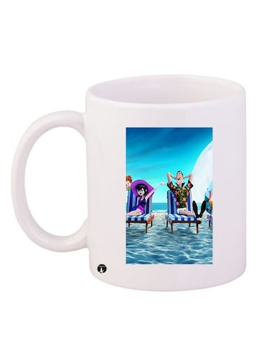Cartoon Printed Coffee Mug White/Blue/Purple 11ounce