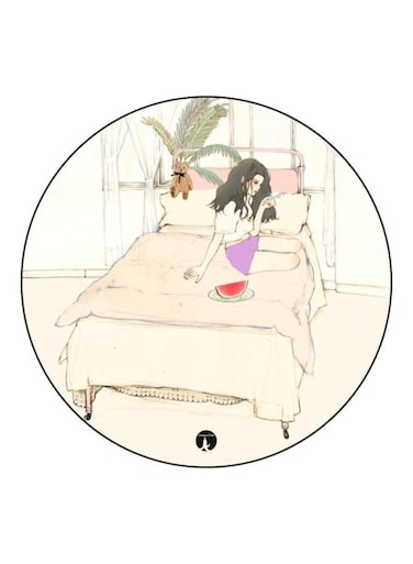 A Girl Printed Fridge Magnet Beige/Purple/Red