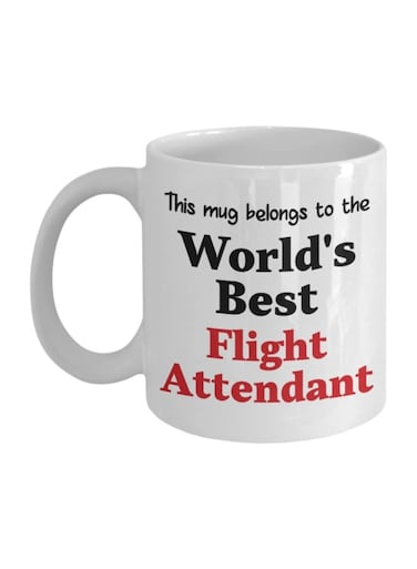 World's Best Flight Attendant Printed Ceramic Coffee Mug White/Black/Red