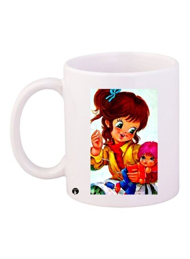 Girl Printed Coffee Mug White/Brown/Pink 11ounce