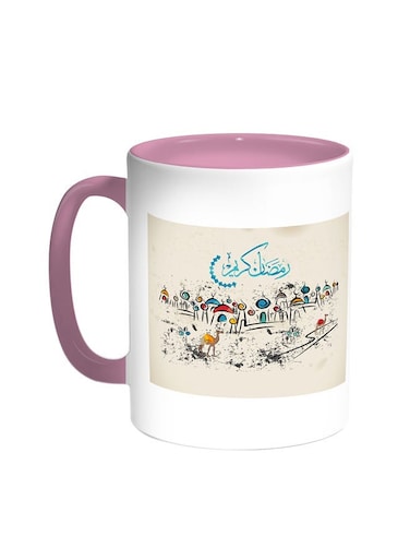 Ramadan Kareem Printed Coffee Mug Pink/White 11ounce