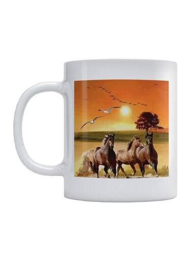 Horses Lovers Printed Mug White/Orange/Brown