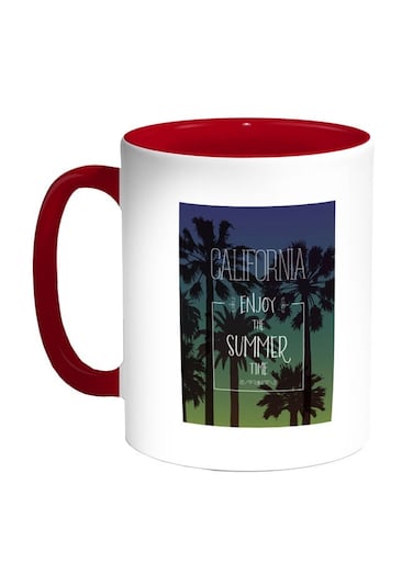 Enjoy The Summer Time Printed Coffee Mug Red/White/Blue 11ounce