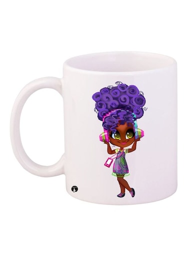 Anime Girl Printed Coffee Mug White/Blue/Brown