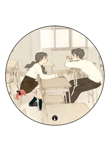 Cartoon Couple Printed Fridge Magnet Beige/Brown/Pink 5.5cm