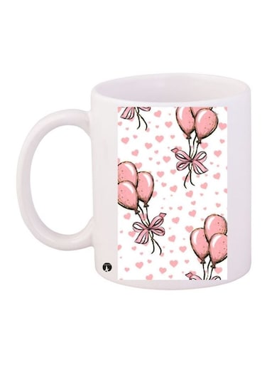 Balloon Printed Coffee Mug White/Pink 11ounce