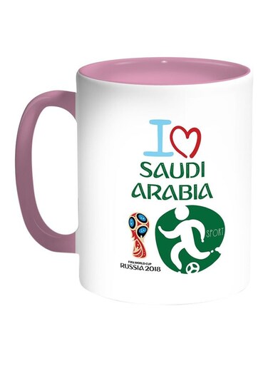 FIFA World Cup 2018 I Love Saudi Arabia Printed Coffee Mug White/Pink 11ounce