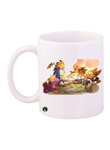 Cartoon Printed Mug White/Brown/Yellow