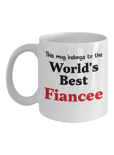 This Mug Belongs To The World's Best Fiancee Printed Coffee Mug White/Black/Red