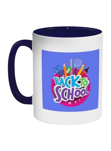 Back To School Printed Coffee Mug Blue/White/Pink 325ml
